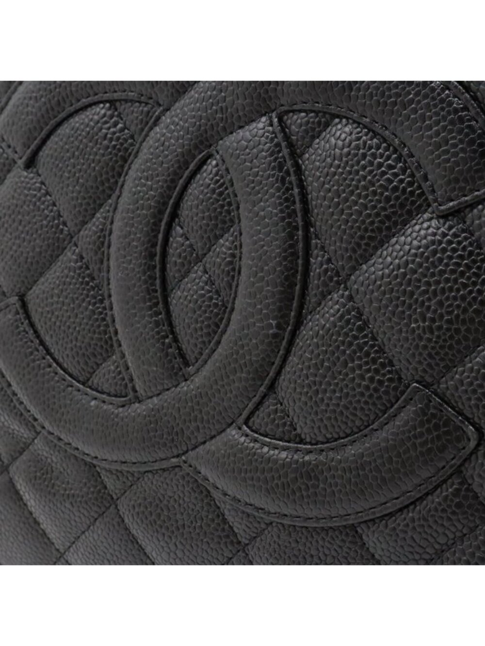 Chanel Gst Caviar Grand Shopping Tote Quilted Shoulder Bag Black Chain - Picture 5 of 10